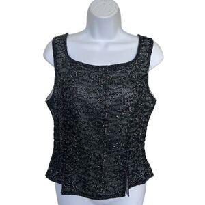 ADRIANNA PAPELL Vintage Beaded Silk Top Size 10